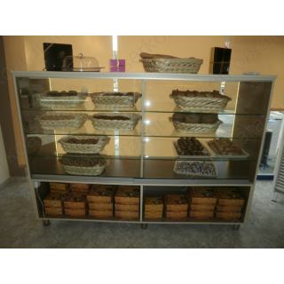 Βιτρίνα αρτοποιείου με ράφια και συρόμενα τζάμια 200Χ60Χ150